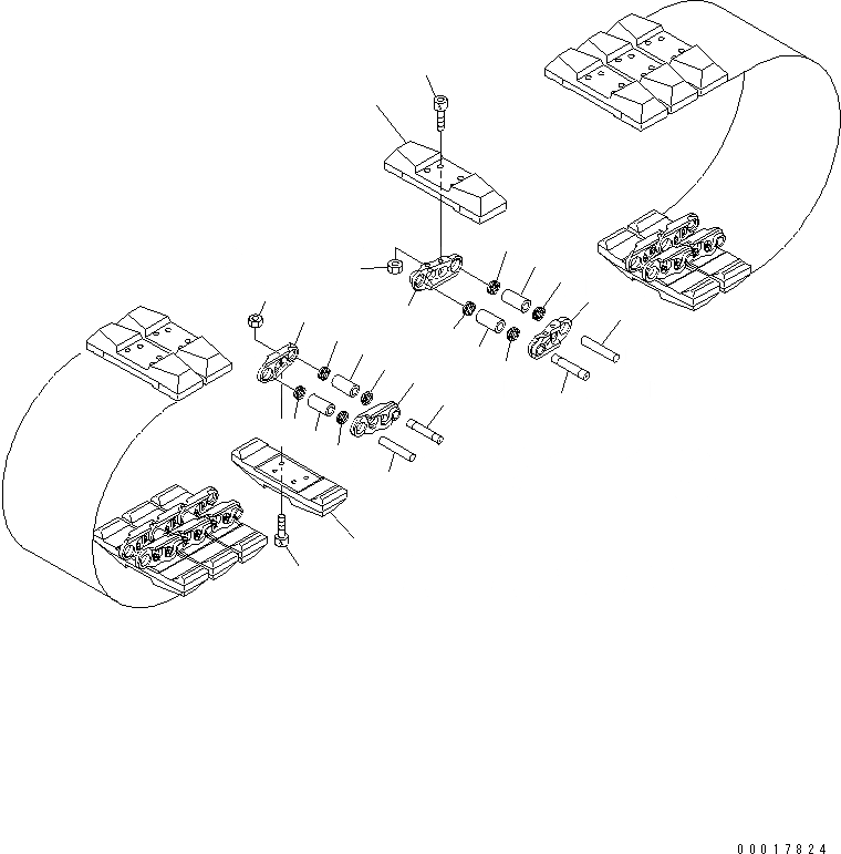 Схема запчастей Komatsu PC128US-2 - ГУСЕНИЦЫ (РЕЗИН.) (MM ШИР.)(№-) ХОДОВАЯ