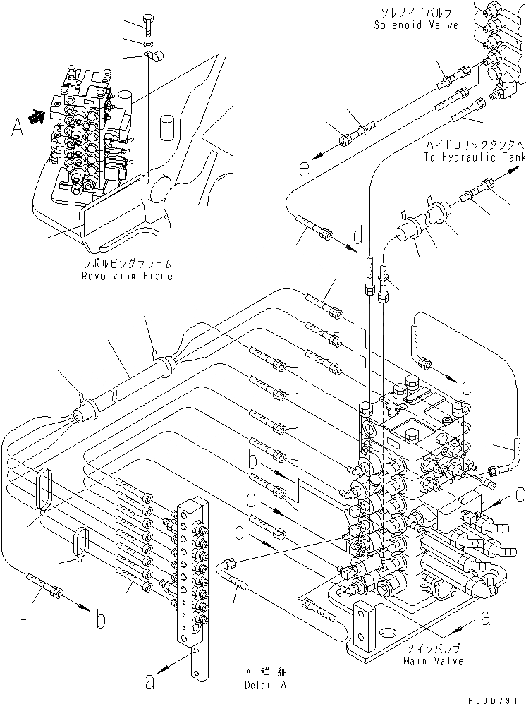 Схема запчастей Komatsu PC128US-2 - РАСПРЕДЕЛИТ. КЛАПАН (ОСНОВН. КЛАПАН ШЛАНГИ)(№-) ГИДРАВЛИКА