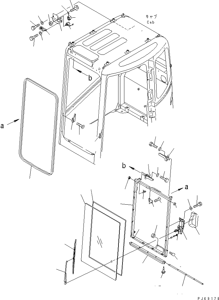 Схема запчастей Komatsu PC128US-2 - КАБИНА (СДВИГ. ВВЕРХ ОКНА)(№-7) КАБИНА ОПЕРАТОРА И СИСТЕМА УПРАВЛЕНИЯ