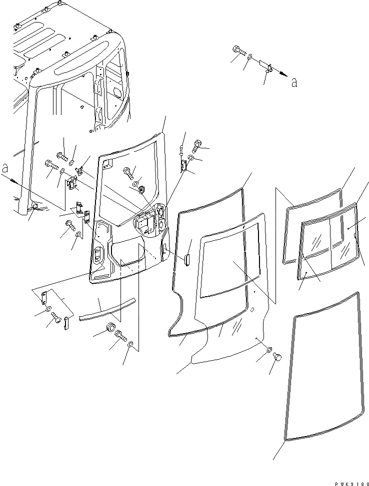 Схема запчастей Komatsu PC128US-2 - КАБИНА (ДВЕРЬ) (С ДВЕРЬЮ РАМА)(№-7) КАБИНА ОПЕРАТОРА И СИСТЕМА УПРАВЛЕНИЯ