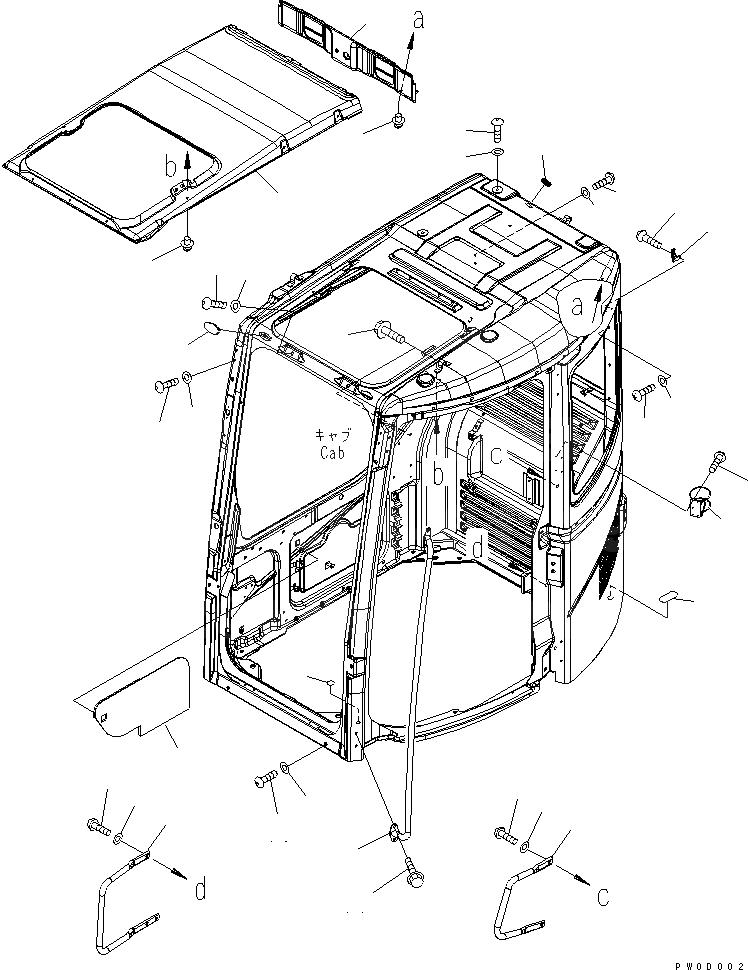 Схема запчастей Komatsu PC128US-2 - КАБИНА (АКСЕССУАРЫ)(№7-8) КАБИНА ОПЕРАТОРА И СИСТЕМА УПРАВЛЕНИЯ