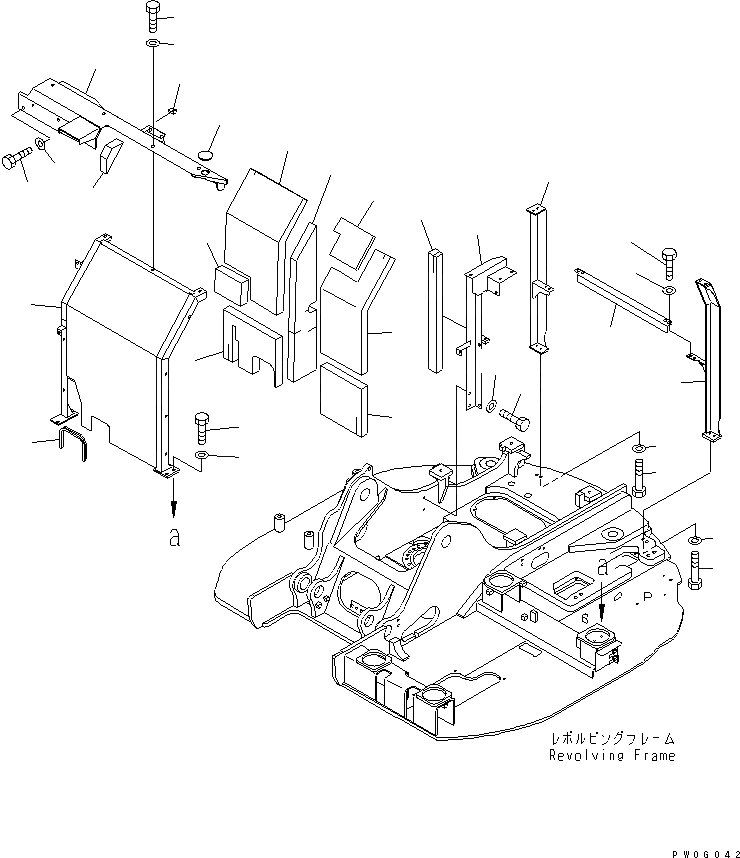 Схема запчастей Komatsu PC128US-2 - РАМА (/) (ДЛЯ НАВЕСН. ОБОРУД.) (YELНИЗ.)(№8-) ЧАСТИ КОРПУСА