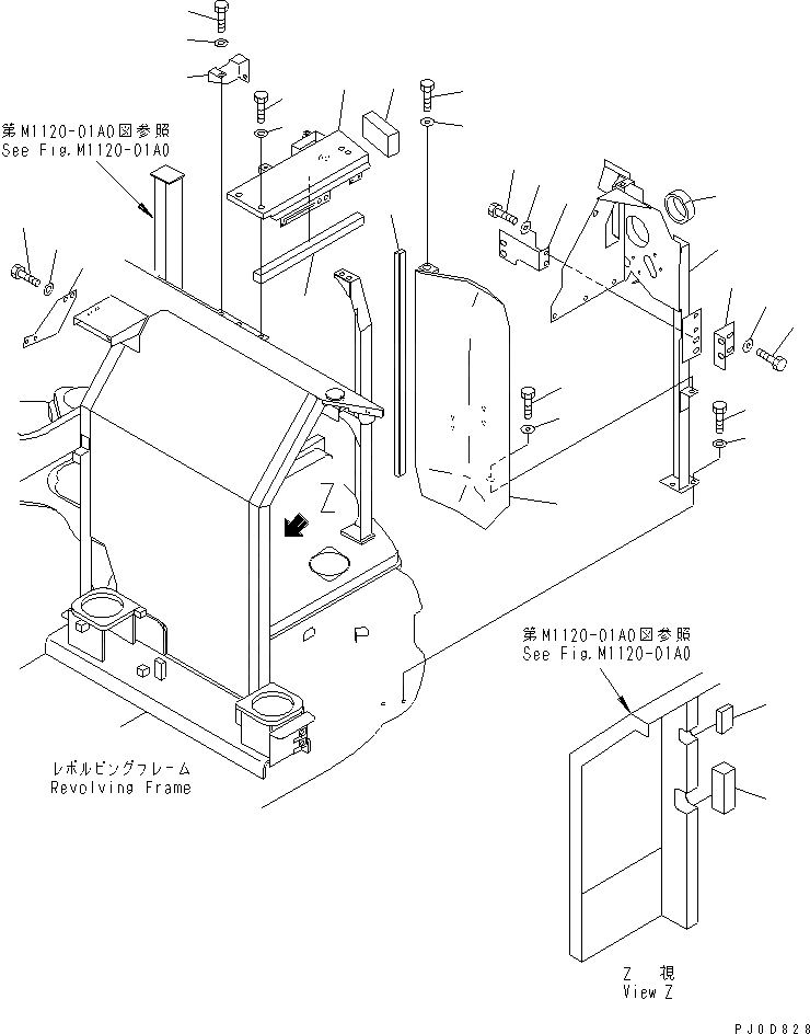 Схема запчастей Komatsu PC128US-2 - РАМА (/) (BLUE)(№7-8) ЧАСТИ КОРПУСА