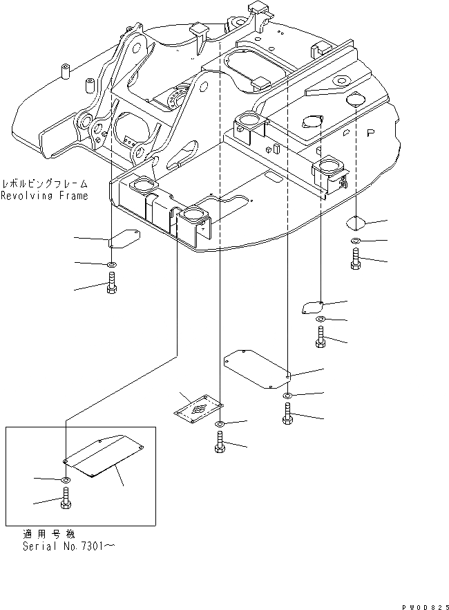 Схема запчастей Komatsu PC128US-2 - НИЖН. КРЫШКА (BLUE)(№-8) ЧАСТИ КОРПУСА