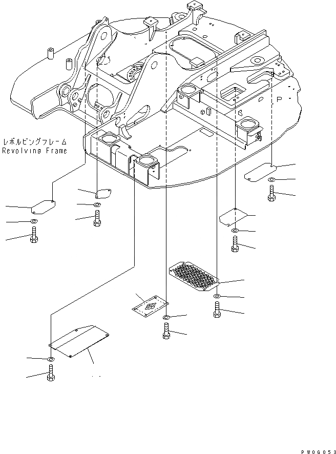 Схема запчастей Komatsu PC128US-2 - НИЖН. КРЫШКА (УСИЛ. ТИП) (BLUE)(№8-) ЧАСТИ КОРПУСА