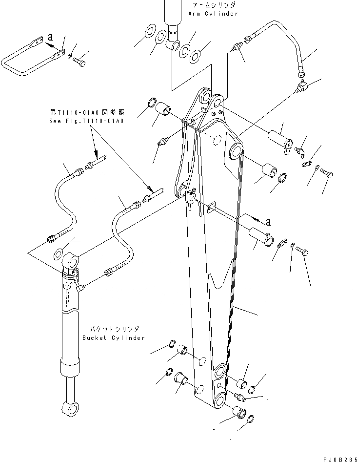 Схема запчастей Komatsu PC128US-2 - УСИЛ. РУКОЯТЬ (РУКОЯТЬ И ПАЛЕЦ) (BLUE)(№-) РАБОЧЕЕ ОБОРУДОВАНИЕ