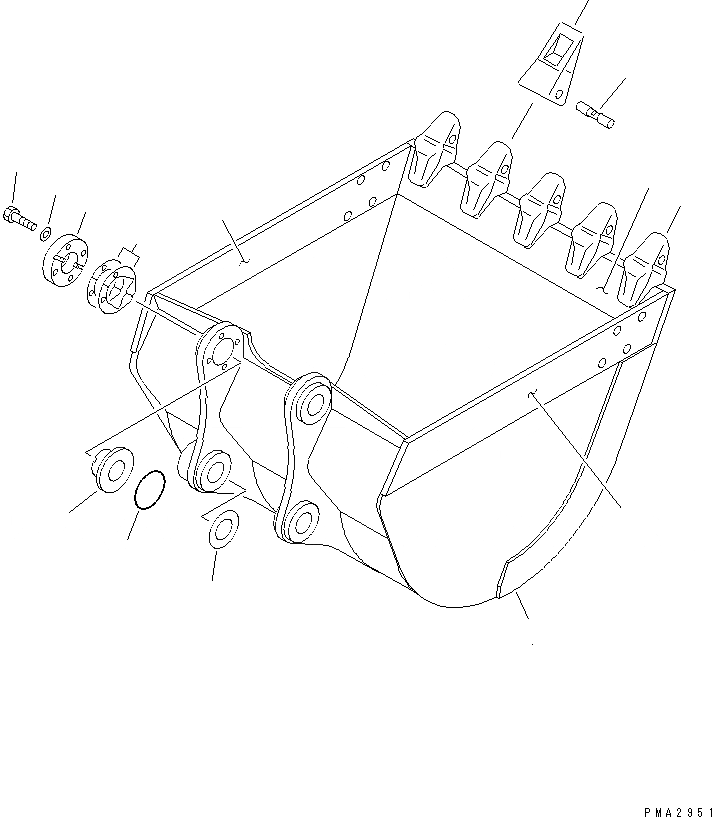 Схема запчастей Komatsu PC128US-2 - КОВШ¤ .M ШИР. MM (ГОРИЗОНТАЛЬН. ПАЛЕЦ) (BLUE)(№-) РАБОЧЕЕ ОБОРУДОВАНИЕ