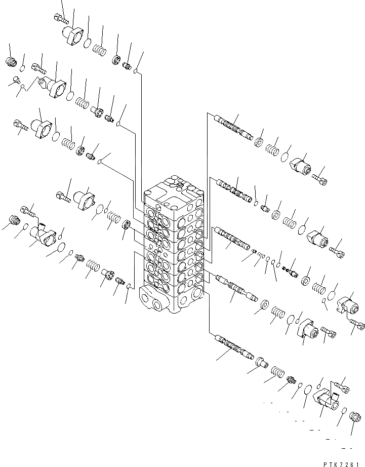 Схема запчастей Komatsu PC128US-2 - ОСНОВН. КЛАПАН (7-КЛАПАН) (/)(№-) ОСНОВН. КОМПОНЕНТЫ И РЕМКОМПЛЕКТЫ