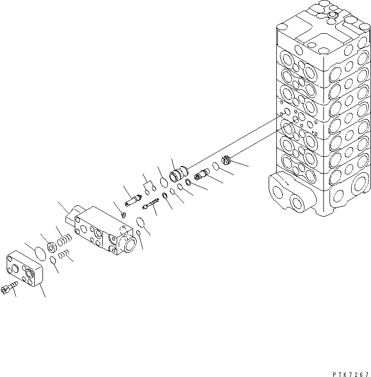 Схема запчастей Komatsu PC128US-2 - ОСНОВН. КЛАПАН (7-КЛАПАН) (/)(№-) ОСНОВН. КОМПОНЕНТЫ И РЕМКОМПЛЕКТЫ