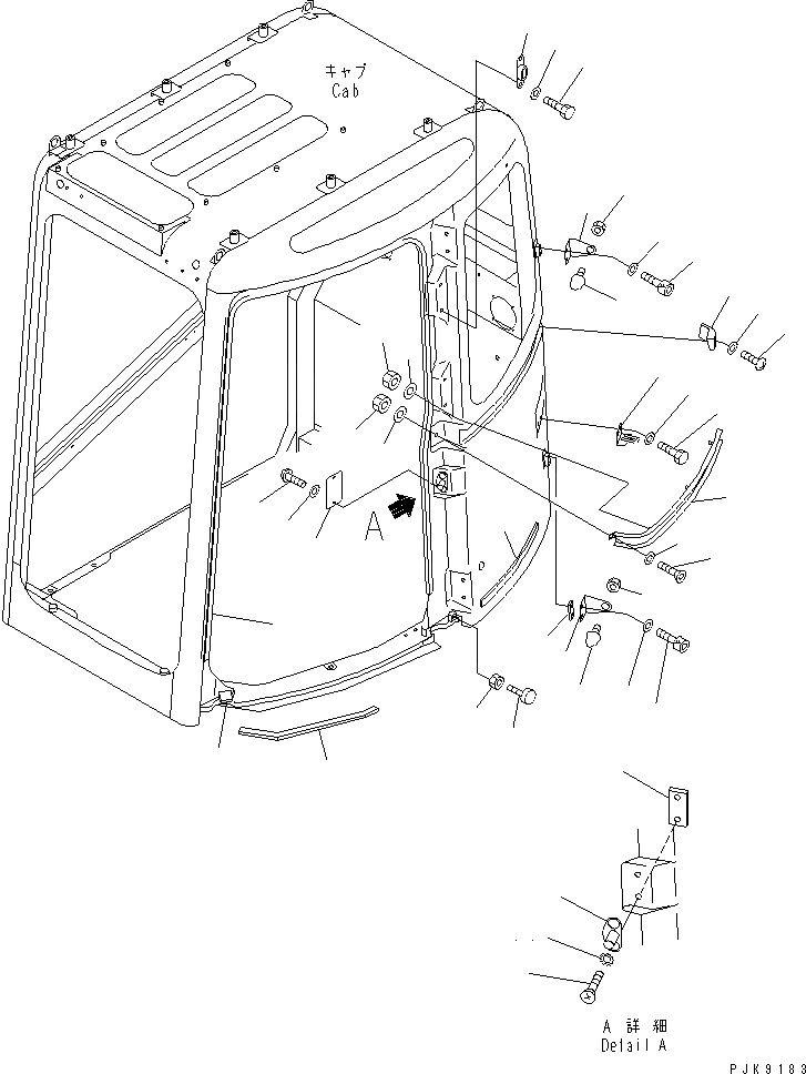 Схема запчастей Komatsu PC128UU-2 - КАБИНА (БЛОК ДВЕРИ) (8/) (ДЛЯ КРОМЕ ЯПОН.) КАБИНА ОПЕРАТОРА И СИСТЕМА УПРАВЛЕНИЯ