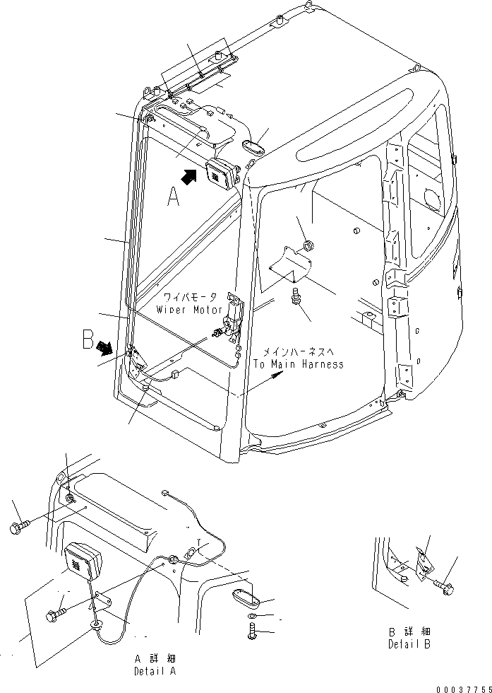 Схема запчастей Komatsu PC128UU-2 - КАБИНА (ЭЛЕКТРОПРОВОДКА) (9/) (ДЛЯ КРОМЕ ЯПОН.) КАБИНА ОПЕРАТОРА И СИСТЕМА УПРАВЛЕНИЯ