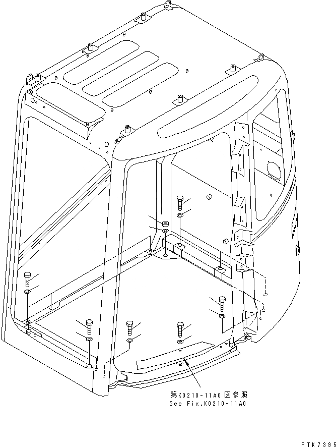 Схема запчастей Komatsu PC128UU-2 - КАБИНА (КРЕПЛЕНИЕ) (/) (ДЛЯ КРОМЕ ЯПОН.) КАБИНА ОПЕРАТОРА И СИСТЕМА УПРАВЛЕНИЯ