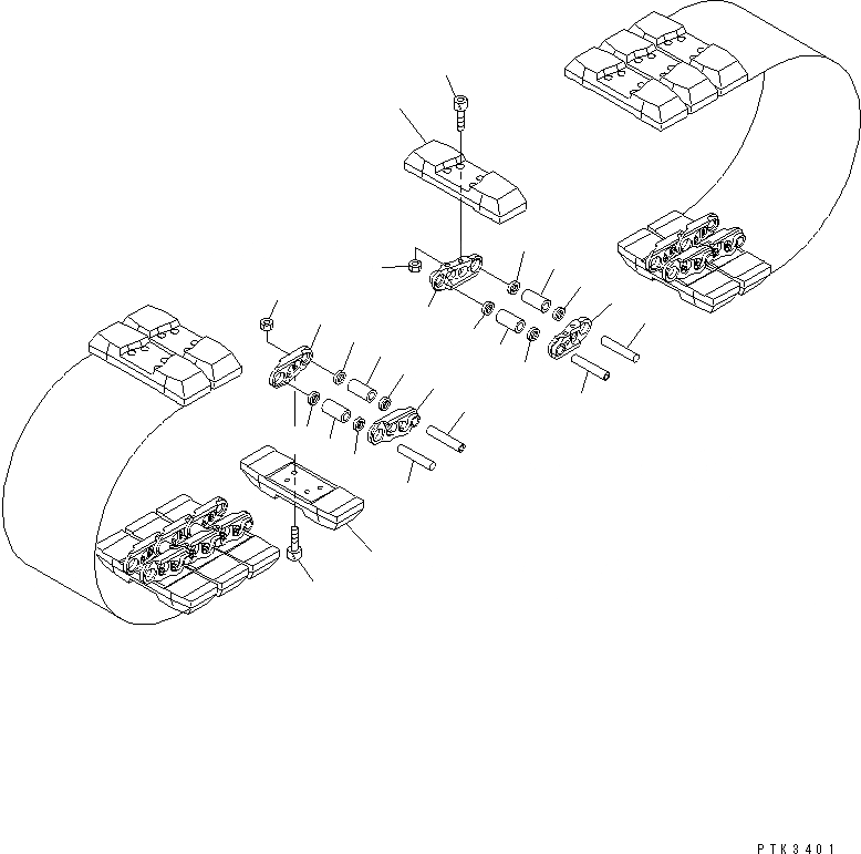 Схема запчастей Komatsu PC128UU-2 - ГУСЕНИЦЫ (НОВ. РЕЗИН.) (MM ШИР.) ХОДОВАЯ