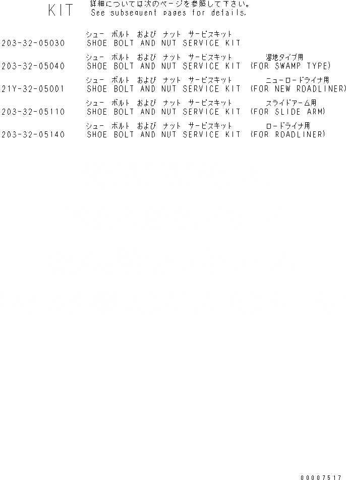 Схема запчастей Komatsu PC128UU-2 - БАШМАЧН. БОЛТЫ И ГАЙКИ КОМПЛЕКТ ОСНОВН. КОМПОНЕНТЫ И РЕМКОМПЛЕКТЫ