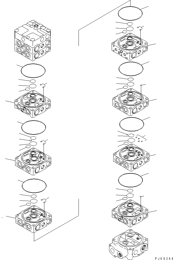 Схема запчастей Komatsu PC128UU-2 - ОСНОВН. КЛАПАН (9-КЛАПАН) (/) (ДЛЯ НАВЕСН. ОБОРУД.) ОСНОВН. КОМПОНЕНТЫ И РЕМКОМПЛЕКТЫ