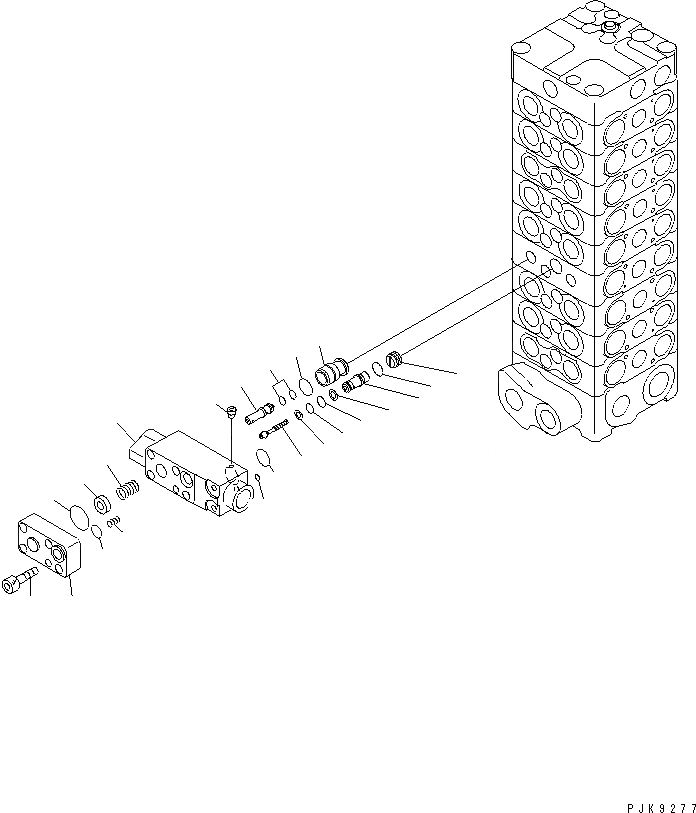 Схема запчастей Komatsu PC128UU-2 - ОСНОВН. КЛАПАН (9-КЛАПАН) (/) (ДЛЯ НАВЕСН. ОБОРУД.) ОСНОВН. КОМПОНЕНТЫ И РЕМКОМПЛЕКТЫ