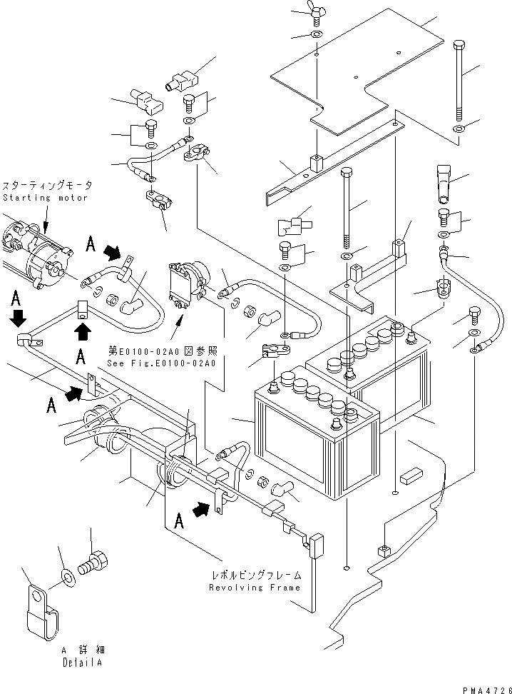 Схема запчастей Komatsu PC128UU-1 - АККУМУЛЯТОР И КРЕПЛЕНИЕ ЭЛЕКТРИКА