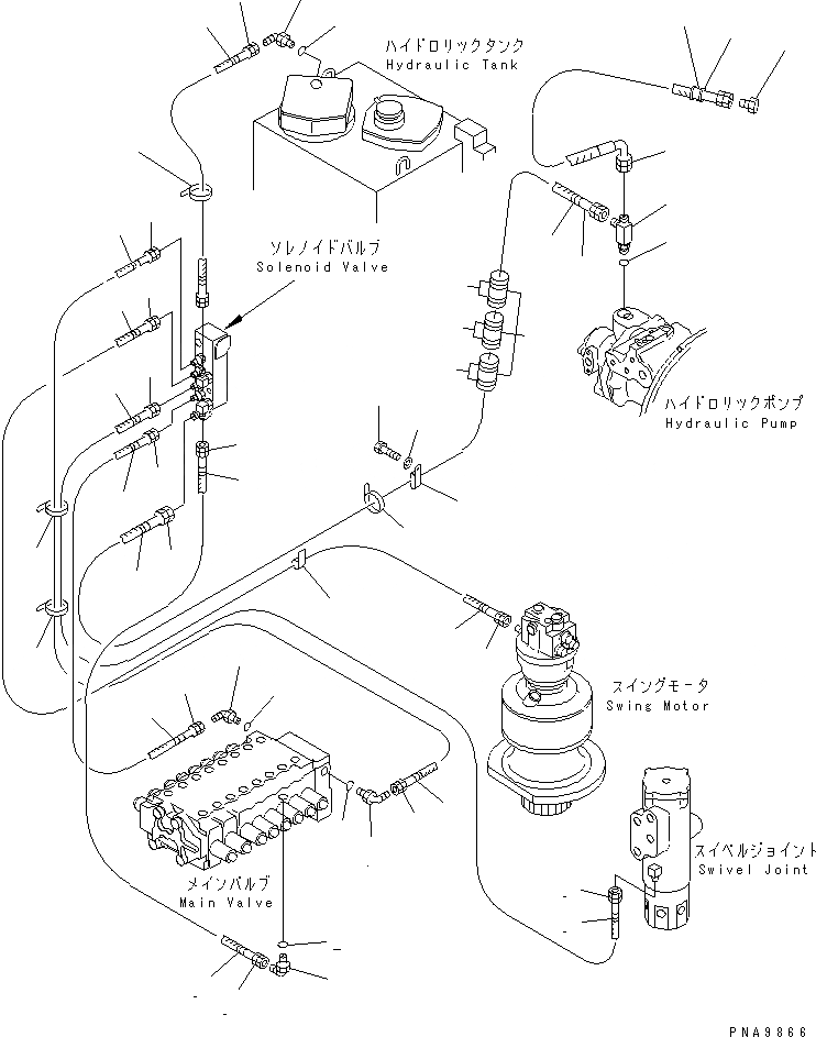 Схема запчастей Komatsu PC128UU-1 - СОЛЕНОИДНЫЙ КЛАПАН ЛИНИЯ (ТРУБЫ) (ДЛЯ ONE TOUCH DIGGING POWER UP)(№7-) ГИДРАВЛИКА