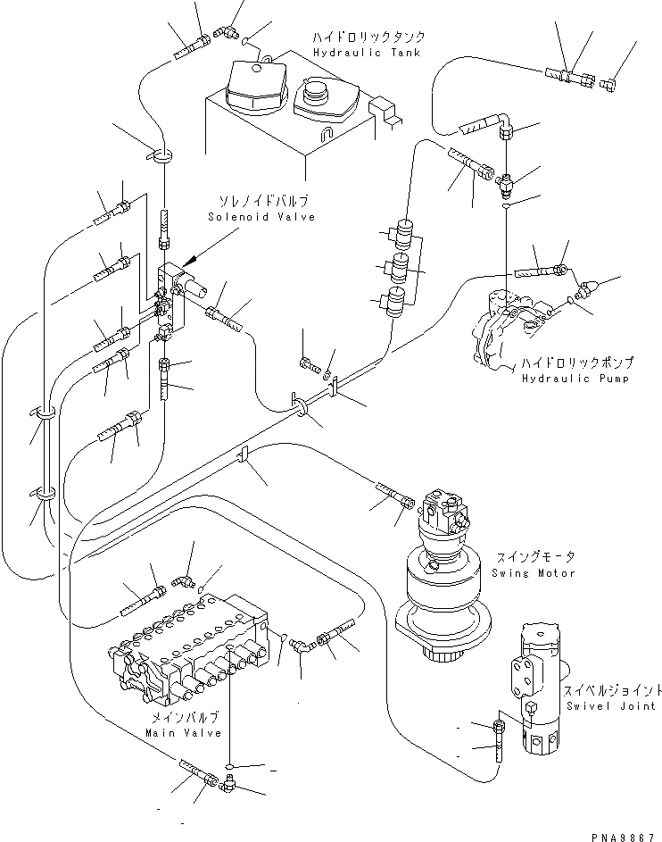 Схема запчастей Komatsu PC128UU-1 - СОЛЕНОИДНЫЙ КЛАПАН ЛИНИЯ (ТРУБЫ) (ДЛЯ MONO-СТРЕЛА)(№-) ГИДРАВЛИКА