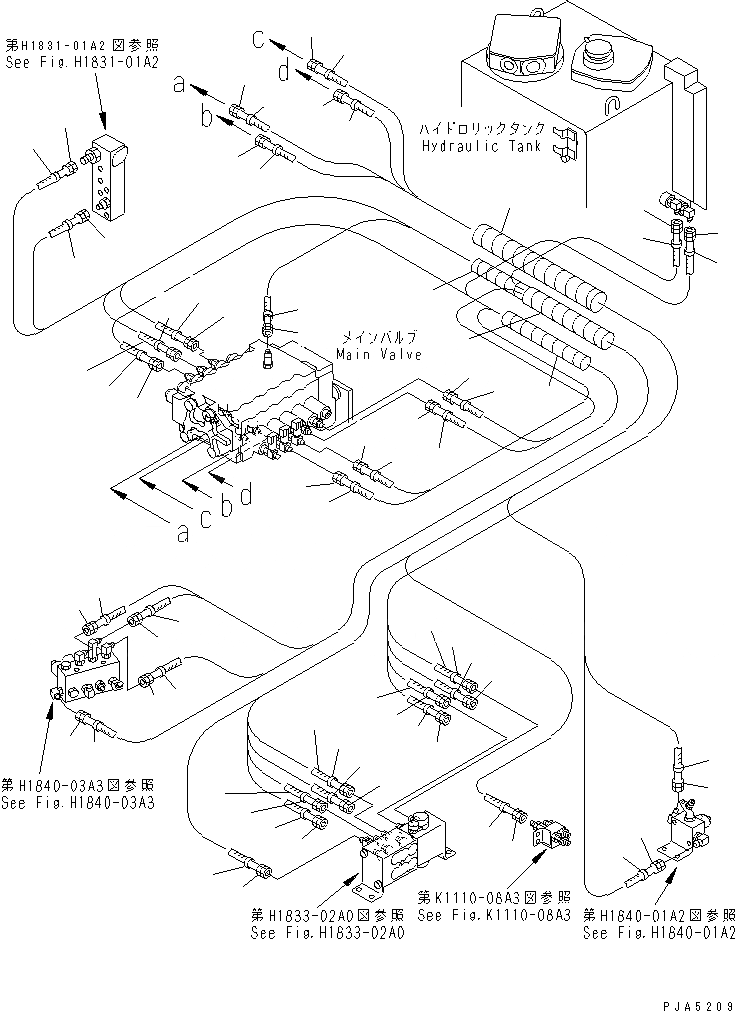 Схема запчастей Komatsu PC128UU-1 - P.P.C. ОСНОВН. ЛИНИЯ (ЛИНИЯ КЛАПАНА PPC ПРАВ.) (ДЛЯ MONO-СТРЕЛА)    (ОТВАЛ LESS СПЕЦ-Я.) ГИДРАВЛИКА