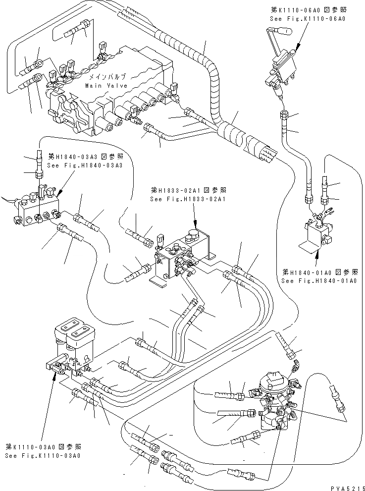 Схема запчастей Komatsu PC128UU-1 - P.P.C. ОСНОВН. ЛИНИЯ (ЛИНИЯ КЛАПАНА PPC ЛЕВ.) (MULTIPLE PATTERN   УПРАВЛ-Е) (ДЛЯ MONO-СТРЕЛА) ГИДРАВЛИКА