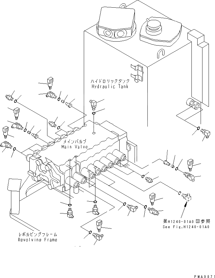 Схема запчастей Komatsu PC128UU-1 - P.P.C. ОСНОВН. ЛИНИЯ (ОСНОВН. ЛИНИЯ ПАТРУБОК)(№-) ГИДРАВЛИКА