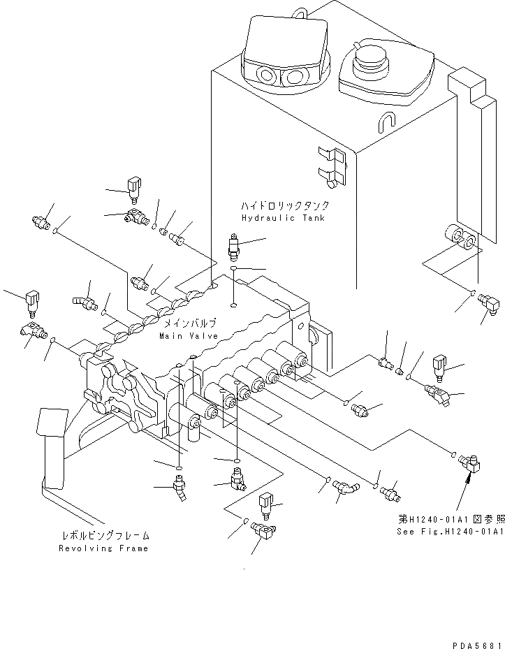 Схема запчастей Komatsu PC128UU-1 - P.P.C. ОСНОВН. ЛИНИЯ (ОСНОВН. ЛИНИЯ ПАТРУБОК) (ДЛЯ АВТОМАТИЧ. HOLIZONTALLY    DIGGING)(№-) ГИДРАВЛИКА