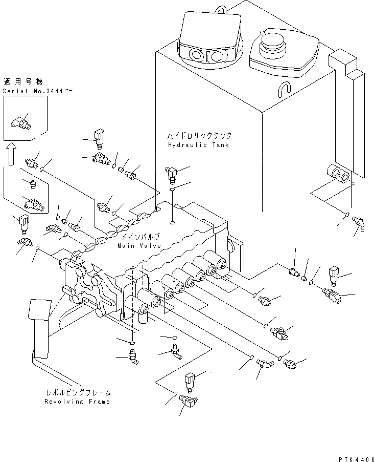 Схема запчастей Komatsu PC128UU-1 - P.P.C. ОСНОВН. ЛИНИЯ (ОСНОВН. ЛИНИЯ ПАТРУБОК) (ДЛЯ АВТОМАТИЧ. HOLIZONTALLY    DIGGING)(№7-) ГИДРАВЛИКА