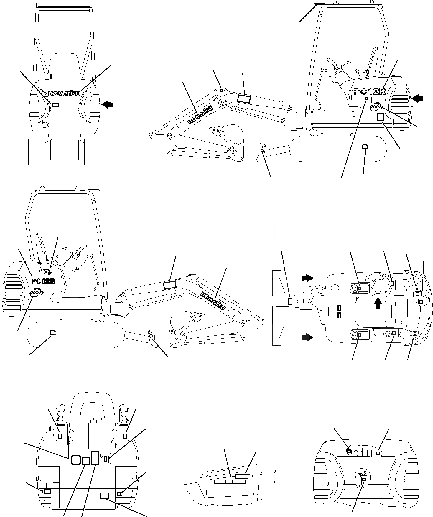 Схема запчастей Komatsu PC12R-8 - МАРКИРОВКА (НАВЕС) МАРКИРОВКА