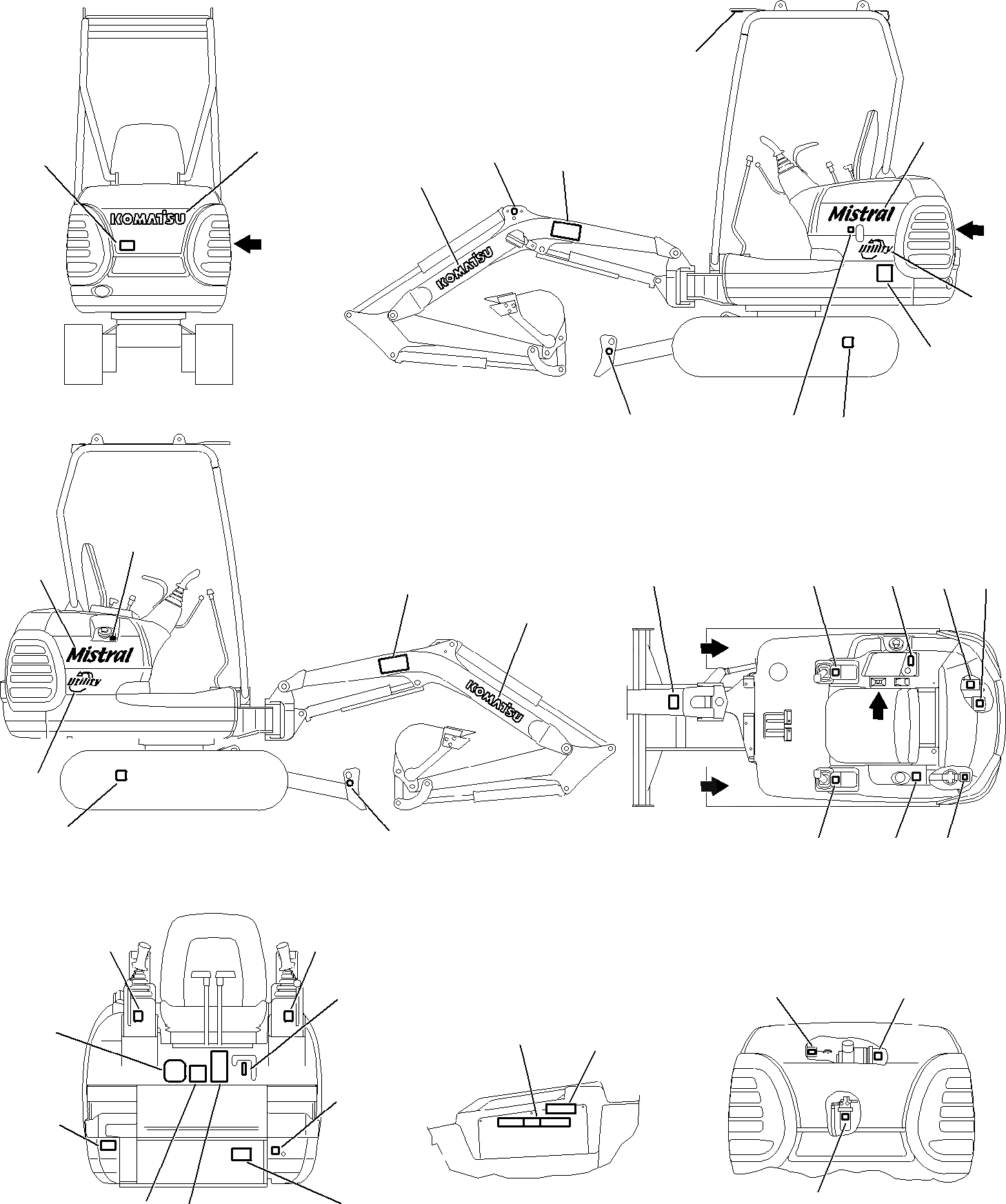 Схема запчастей Komatsu PC12R-8 - МАРКИРОВКА (НАВЕС) МАРКИРОВКА