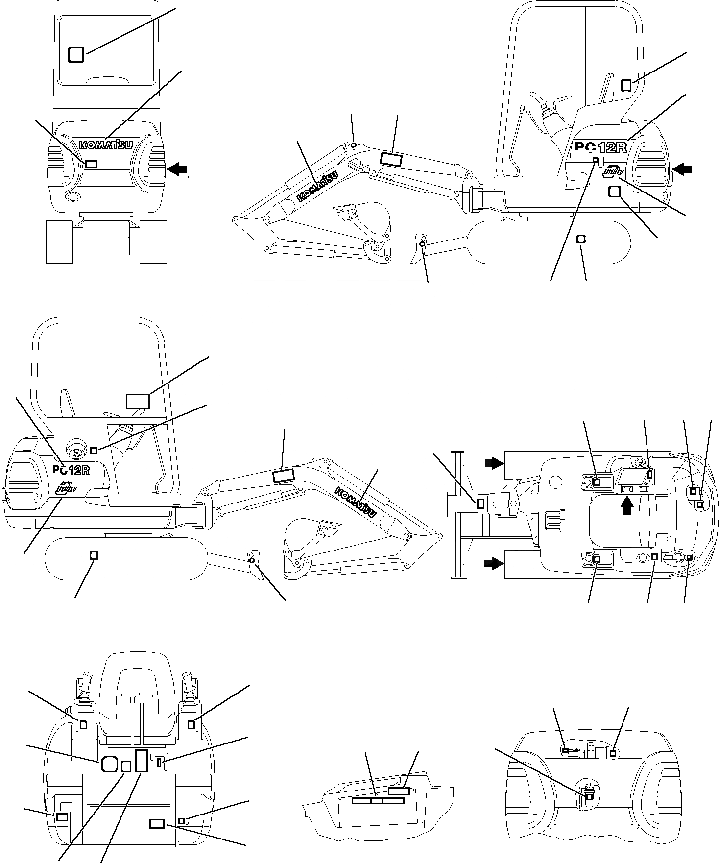 Схема запчастей Komatsu PC12R-8 - МАРКИРОВКА (КАБИНА) МАРКИРОВКА