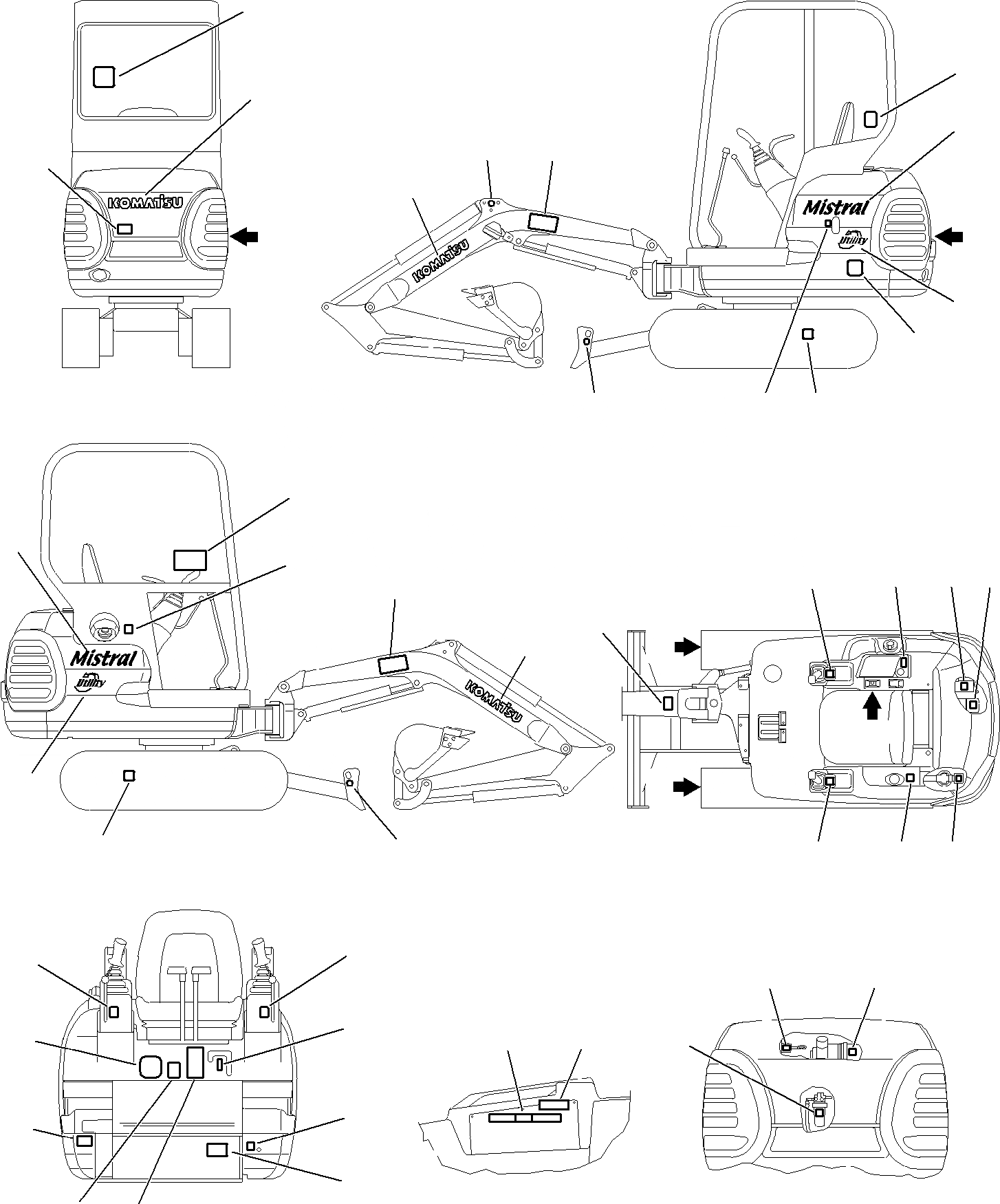 Схема запчастей Komatsu PC12R-8 - МАРКИРОВКА (КАБИНА) МАРКИРОВКА