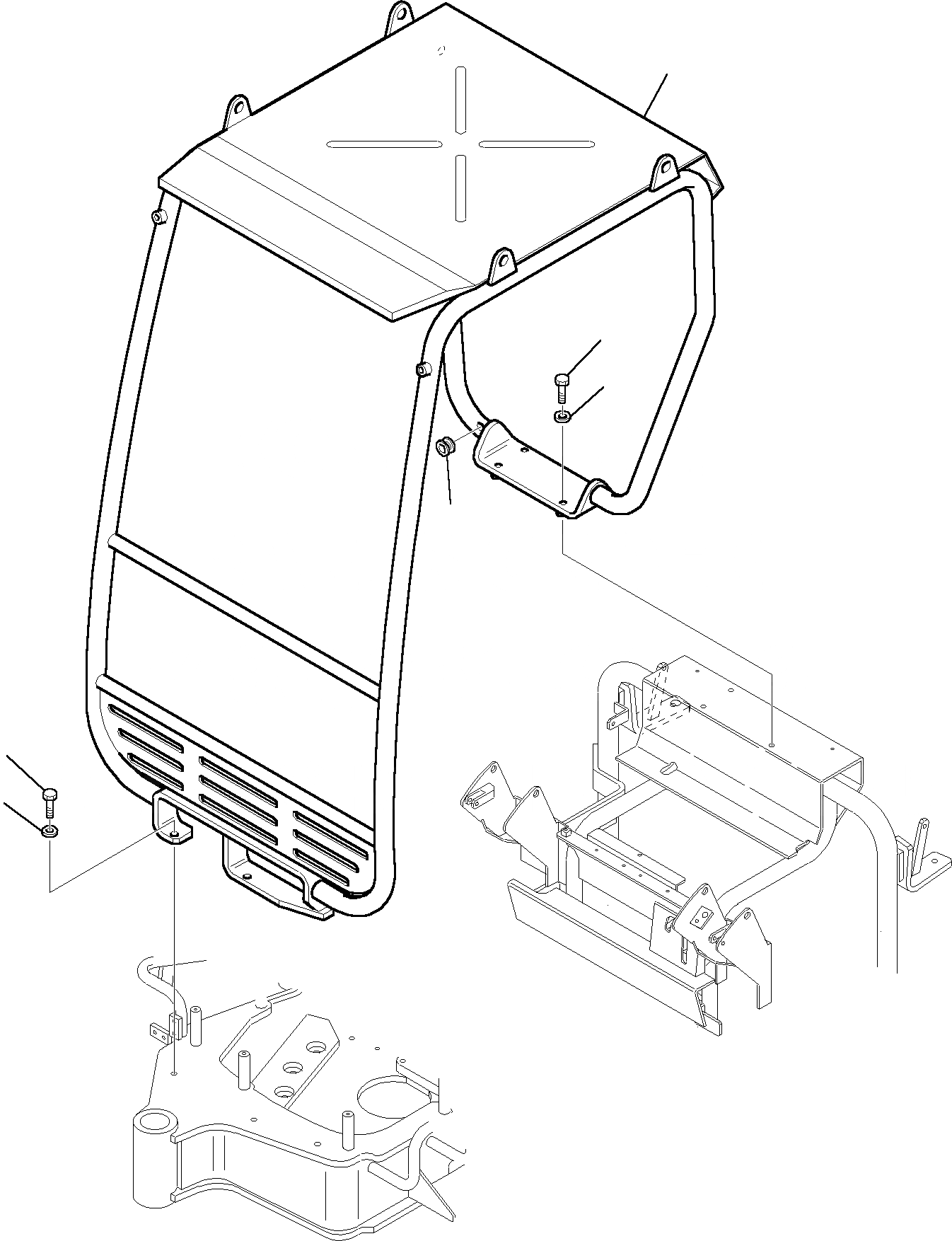 Схема запчастей Komatsu PC12R-8 - НАВЕС ЧАСТИ КОРПУСА И КАБИНА