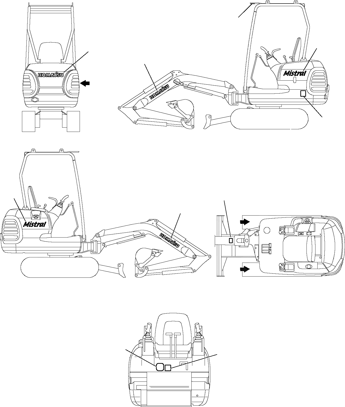 Схема запчастей Komatsu PC12R-8 - МАРКИРОВКА (НАВЕС) (MISTRAL ВЕРСИЯ) МАРКИРОВКА