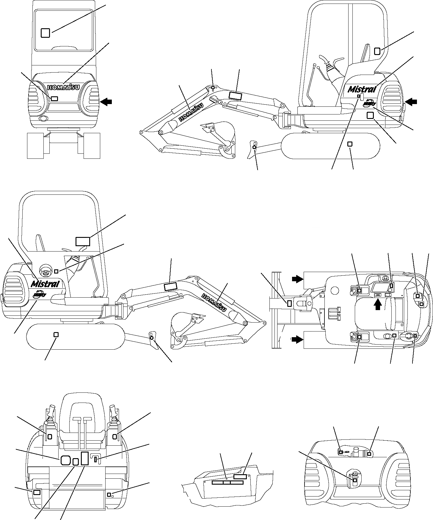 Схема запчастей Komatsu PC12R-8 - МАРКИРОВКА (КАБИНА) МАРКИРОВКА