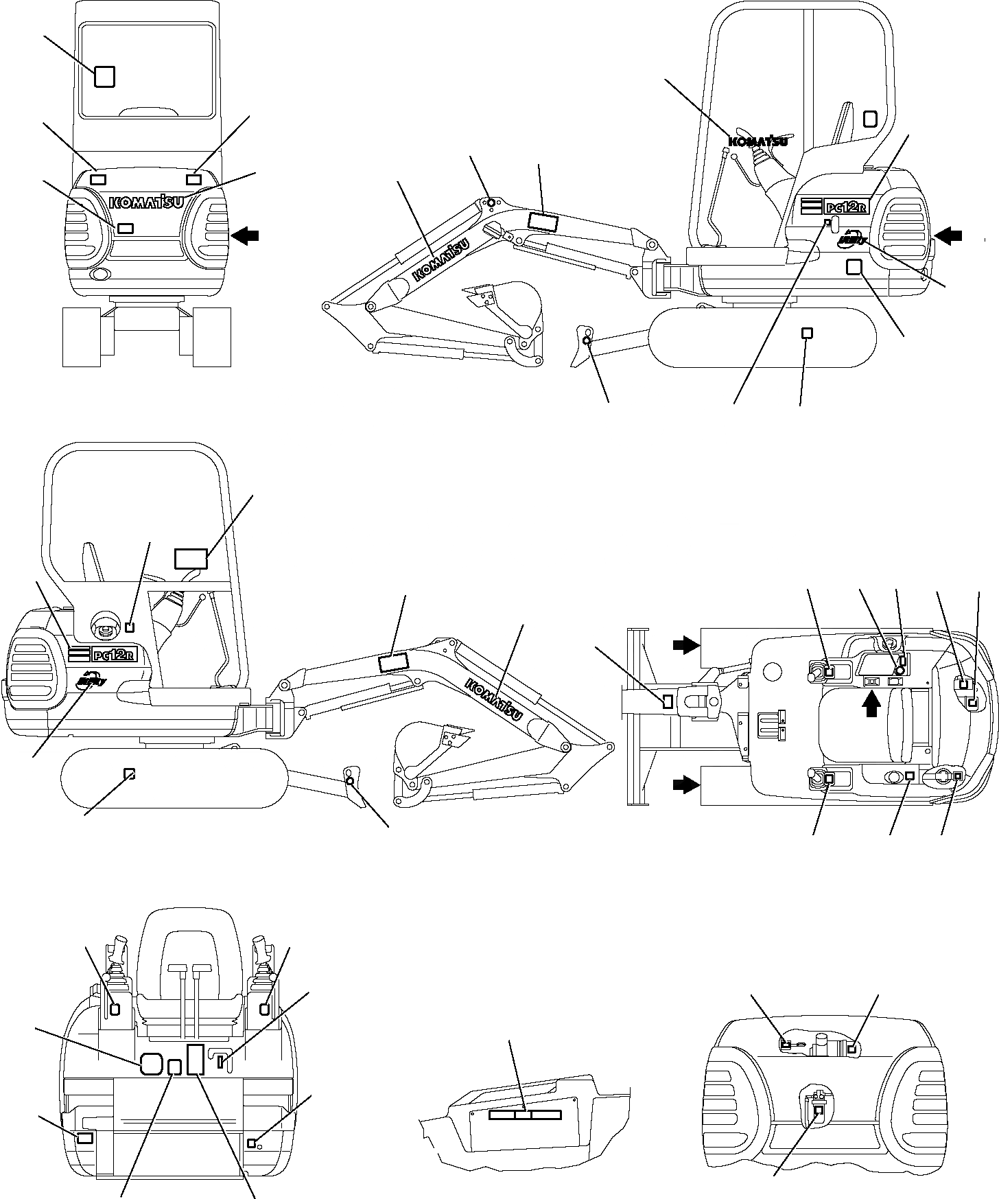 Схема запчастей Komatsu PC12R-8 - МАРКИРОВКА (КАБИНА) (СТАНДАРТН.) МАРКИРОВКА