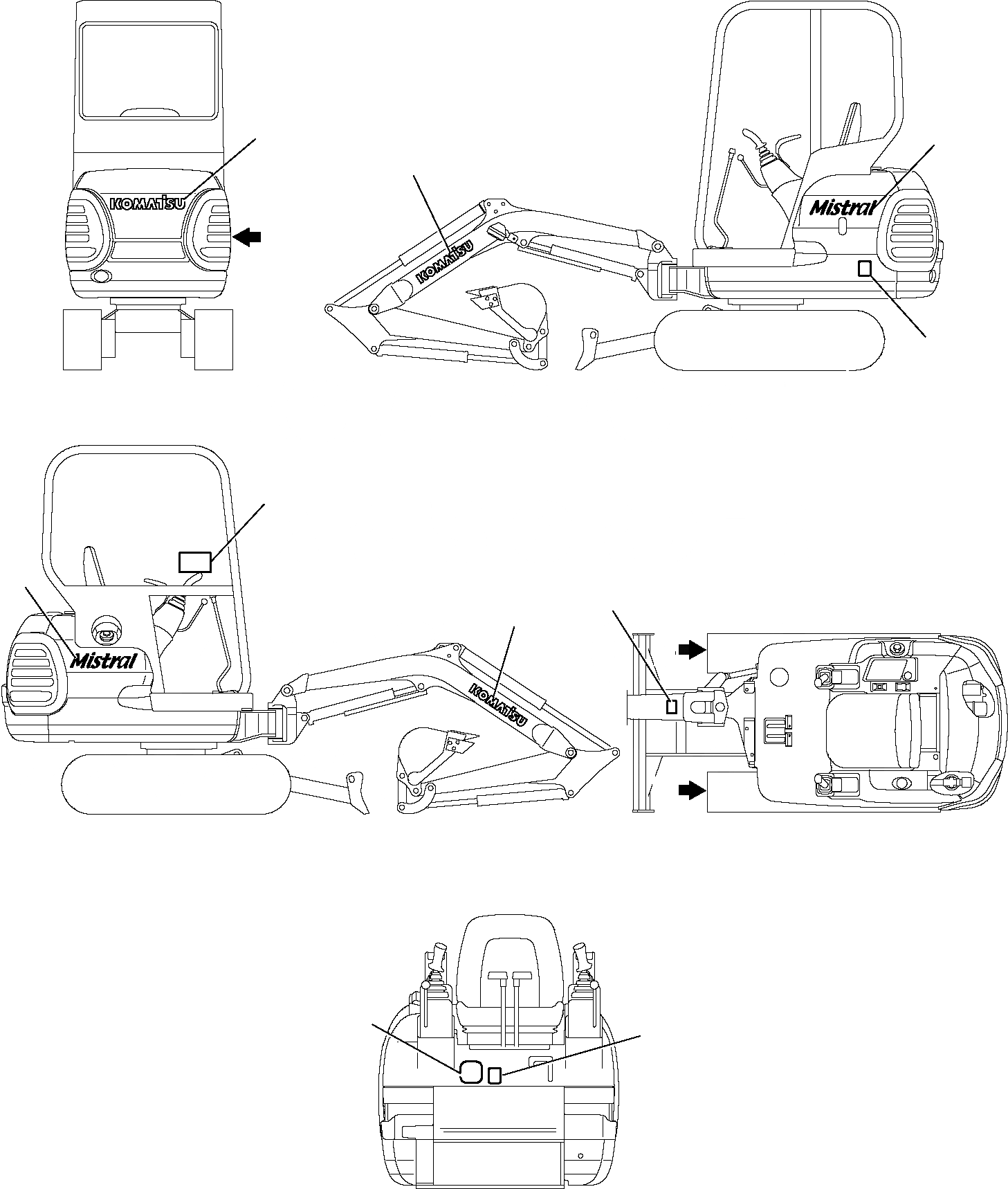 Схема запчастей Komatsu PC12R-8 - МАРКИРОВКА (КАБИНА) (MISTRAL ВЕРСИЯ) МАРКИРОВКА