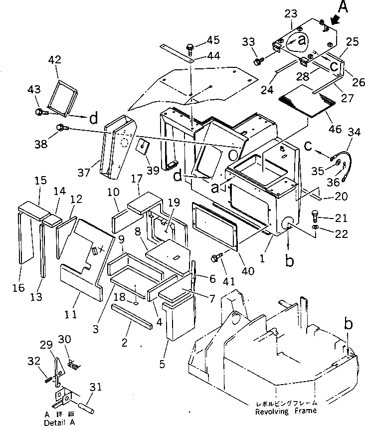 Схема запчастей Komatsu PC12UU-1 - MACHINERY ОБСТАНОВКА (/) ЧАСТИ КОРПУСА