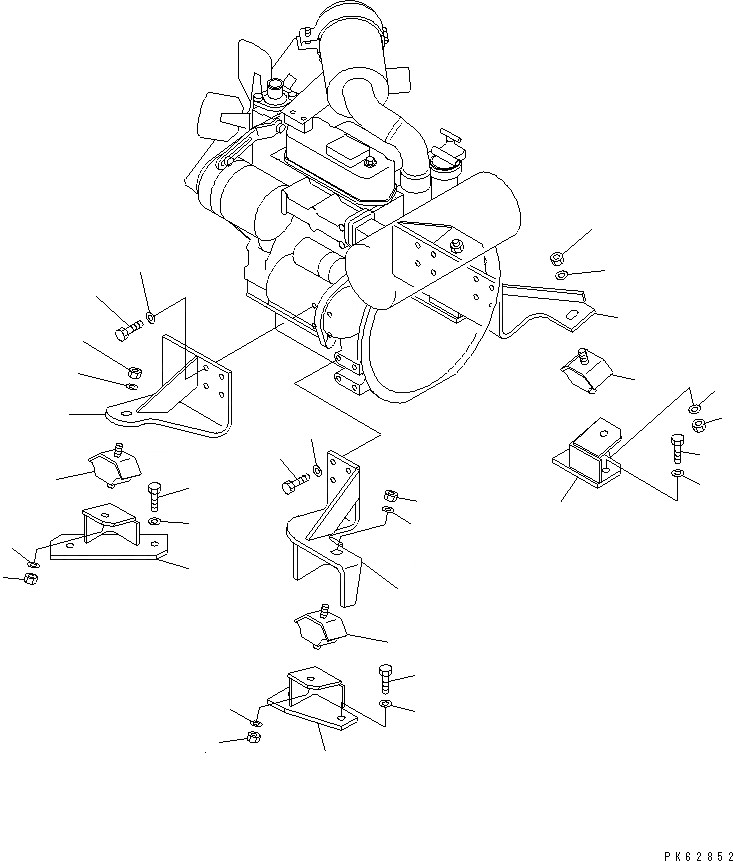 Схема запчастей Komatsu PC12UU-2 - КРЕПЛЕНИЕ ДВИГАТЕЛЯ (КРЕПЛЕНИЕ)(№-) КОМПОНЕНТЫ ДВИГАТЕЛЯ