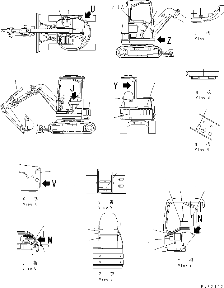 Схема запчастей Komatsu PC12UU-2 - МАРКИРОВКА (KOMATSU PATTERN) (ЯПОН.) МАРКИРОВКА