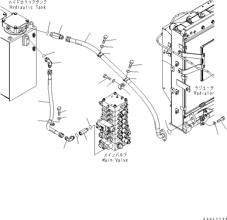 Схема запчастей Komatsu PC130-7 - МАСЛООХЛАДИТЕЛЬ ЛИНИЯ(№7-) ГИДРАВЛИКА