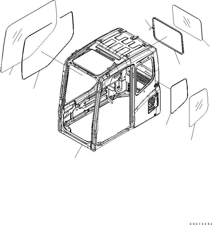 Схема запчастей Komatsu PC130-7 - ОСНОВН. КОНСТРУКЦИЯ (КАБИНА)(№7-) КАБИНА ОПЕРАТОРА И СИСТЕМА УПРАВЛЕНИЯ