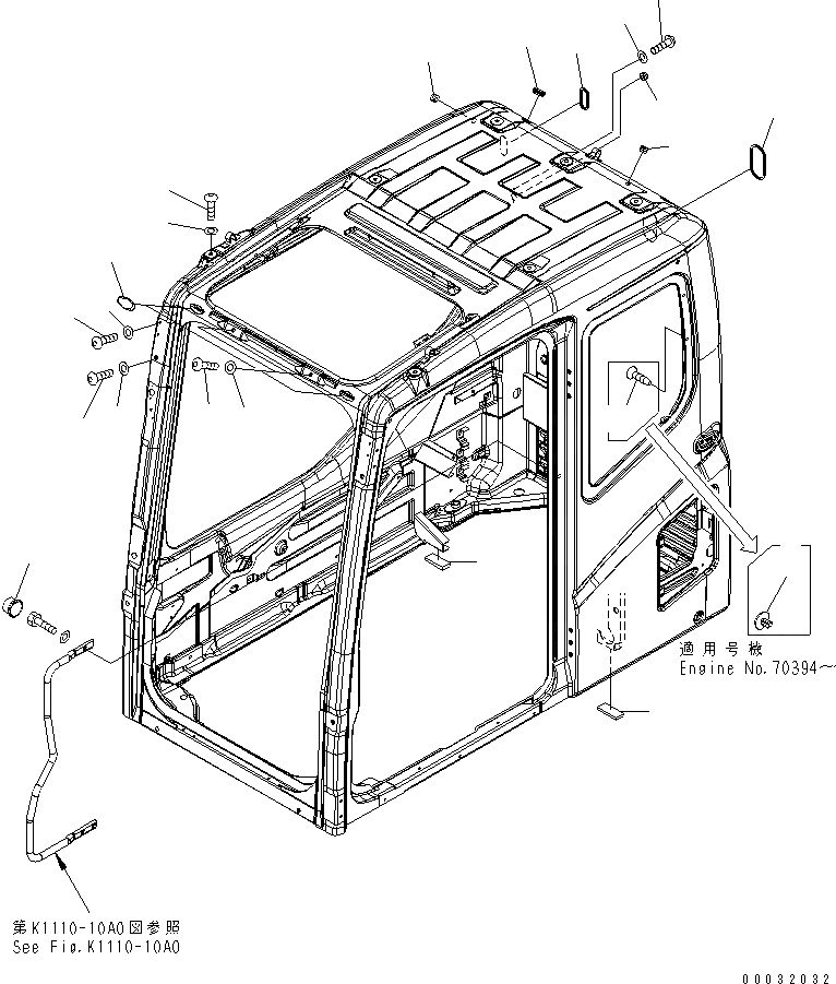 Схема запчастей Komatsu PC130-7 - ОСНОВН. КОНСТРУКЦИЯ (КАБИНА) (ЗАГЛУШКА БОЛТ И ANNTENA) КАБИНА ОПЕРАТОРА И СИСТЕМА УПРАВЛЕНИЯ