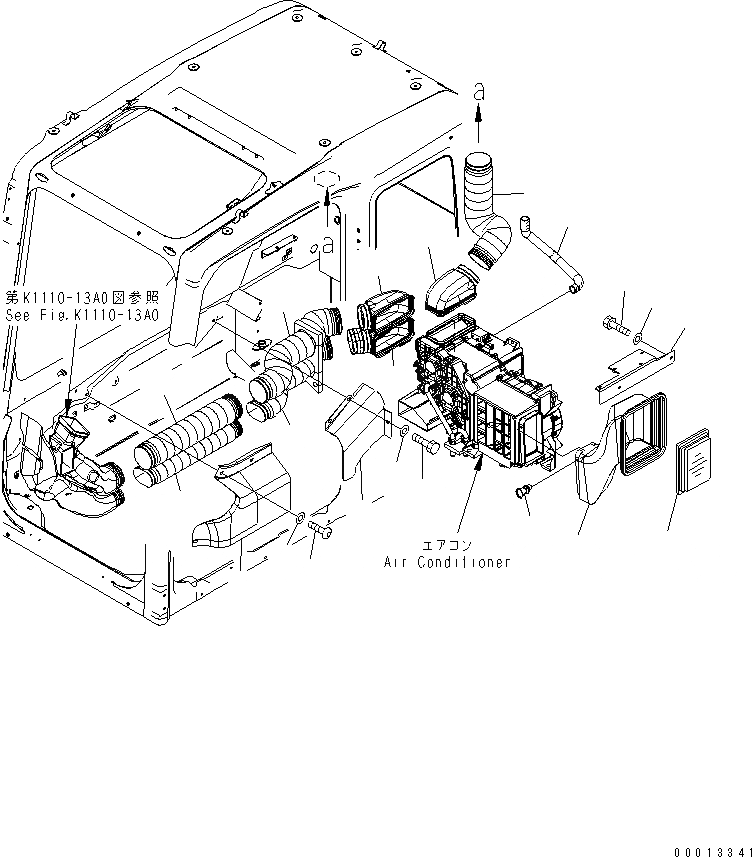 Схема запчастей Komatsu PC130-7 - ОСНОВН. КОНСТРУКЦИЯ (КАБИНА) (ПЛАСТИНЫ И ВОЗДУХОВОД) КАБИНА ОПЕРАТОРА И СИСТЕМА УПРАВЛЕНИЯ