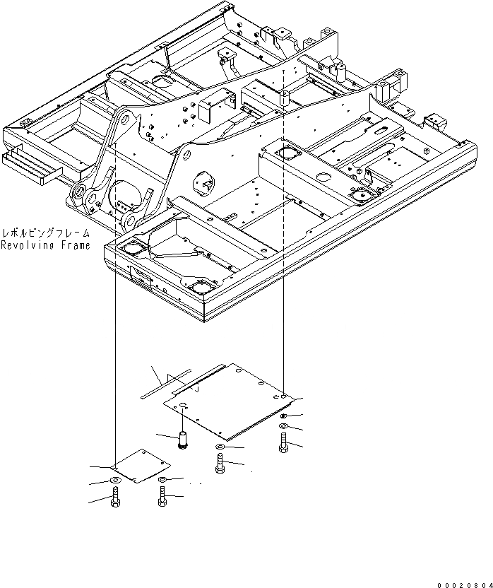 Схема запчастей Komatsu PC130-7 - НИЖН. КРЫШКА (ПРАВ.) ЧАСТИ КОРПУСА