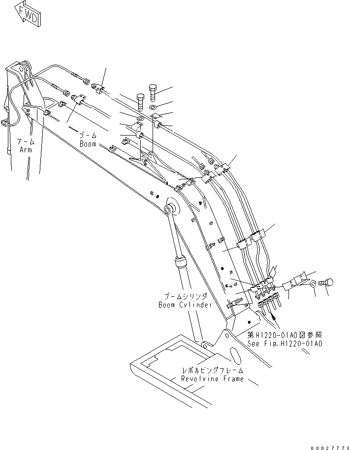 Схема запчастей Komatsu PC130-7 - СТРЕЛА (КРЕПЛЕНИЕ) (СИСТЕМА СМАЗКИ 100 ЧАС.)(№7-) РАБОЧЕЕ ОБОРУДОВАНИЕ