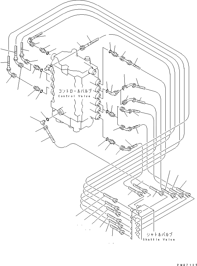 Схема запчастей Komatsu PC130-6E - КЛАПАН ТРУБЫ (ГЛАВН.)(№-999) ГИДРАВЛИКА