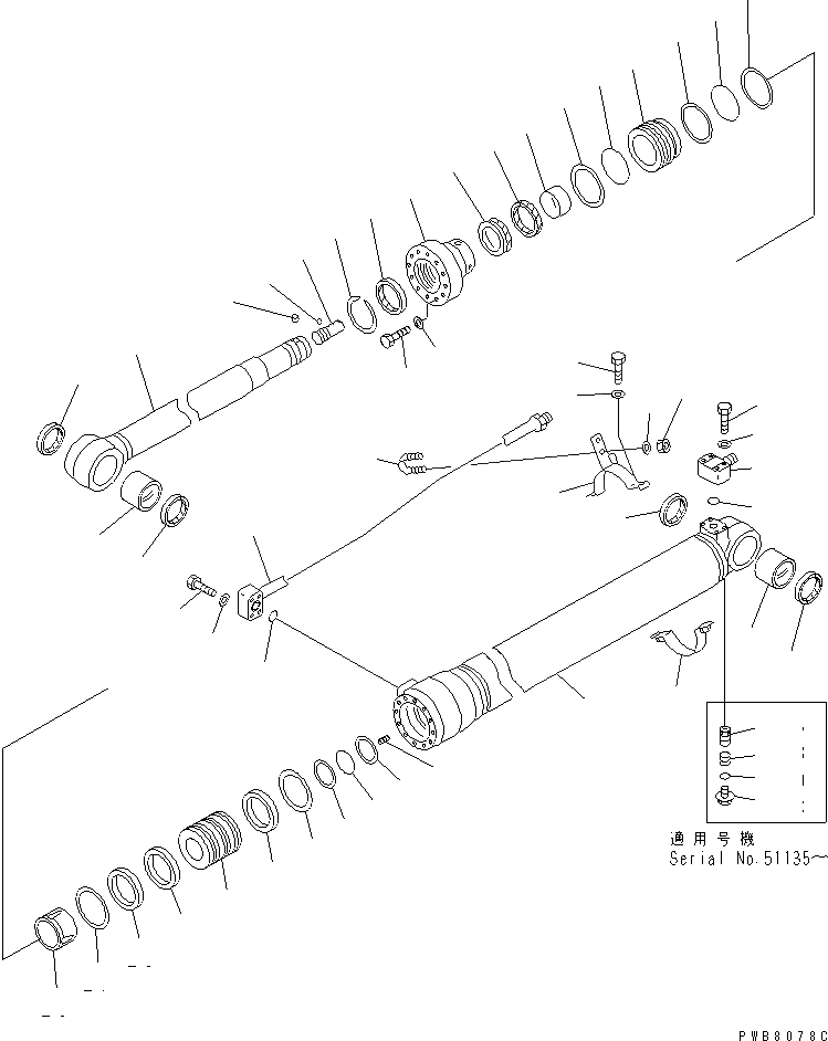 Схема запчастей Komatsu PC130-6E - ЦИЛИНДР РУКОЯТИ(№-) ОСНОВН. КОМПОНЕНТЫ И РЕМКОМПЛЕКТЫ