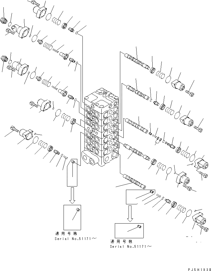 Схема запчастей Komatsu PC130-6E - ОСНОВН. КЛАПАН (7-КЛАПАН) (/)(№-79) ОСНОВН. КОМПОНЕНТЫ И РЕМКОМПЛЕКТЫ