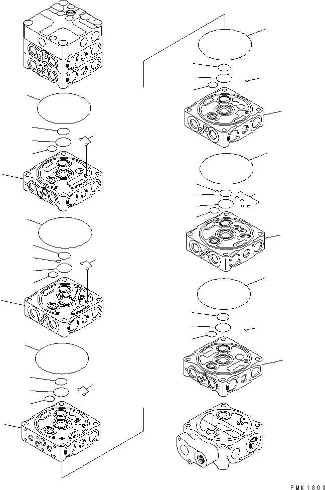 Схема запчастей Komatsu PC130-6E - ОСНОВН. КЛАПАН (8-КЛАПАН) (/)(№-) ОСНОВН. КОМПОНЕНТЫ И РЕМКОМПЛЕКТЫ